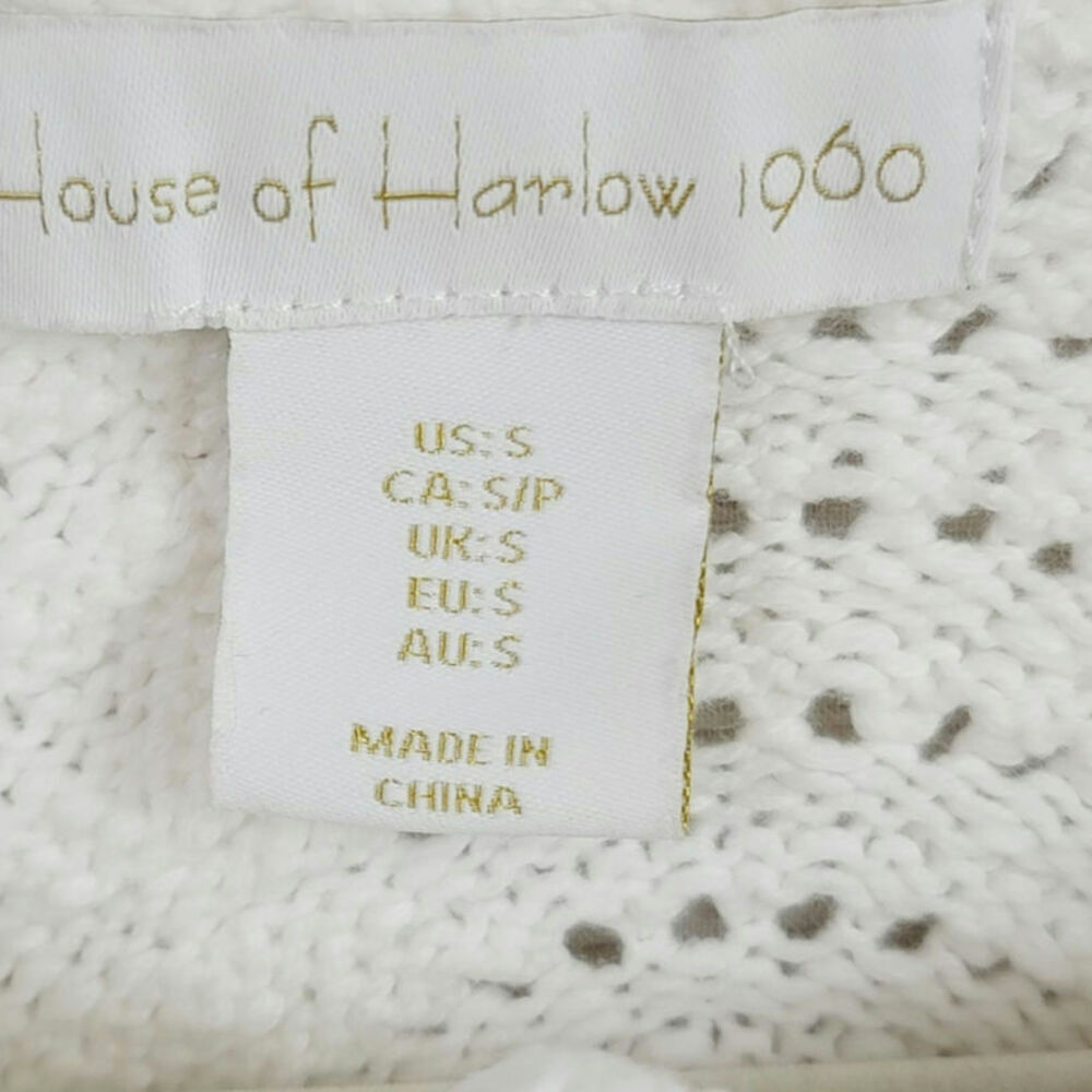 HOUSE OF HARLOW 1960 CROCHET CROPPED BUTTON UP CARDIGAN, SZ SMALL - Picture 6 of 13